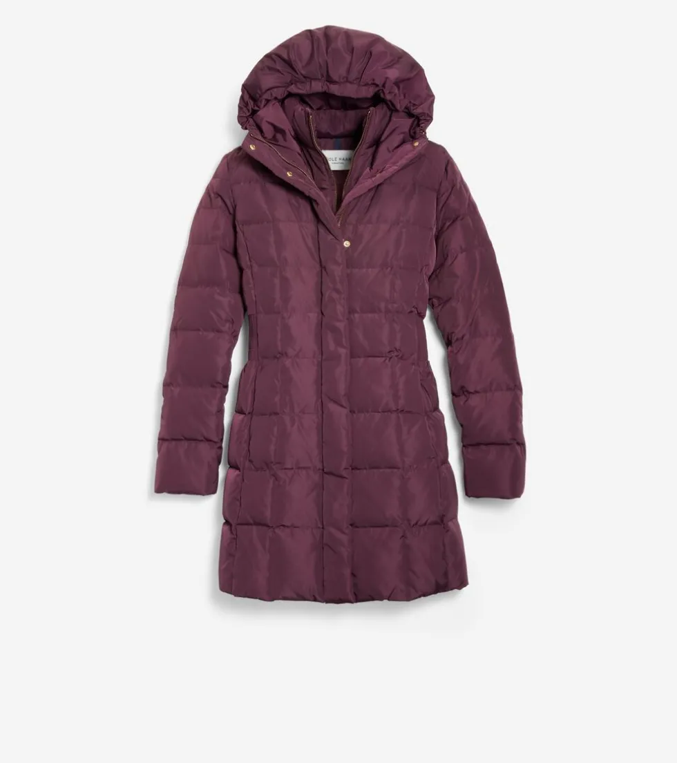 Cole Haan Puffer Jackets|Outerwear*Women's 32" Signature Hooded Taffeta Down Coat Merlot