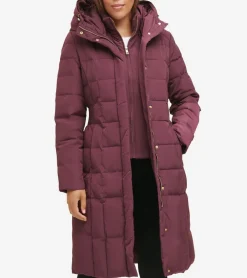 Cole Haan Puffer Jackets|Quilted Jackets*Women's 40" Taffeta Down Hooded Coat Merlot
