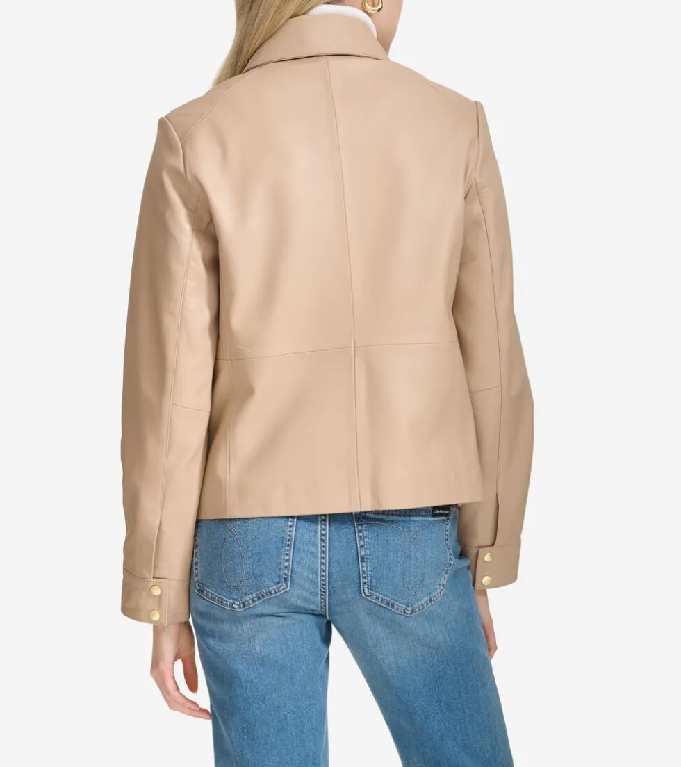 Cole Haan Leather & Suede Jackets|Outerwear*Women's Shirt Collar Trucker Jacket Sesame