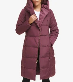 Cole Haan Puffer Jackets|Outerwear*Women's Signature Asymmetrical Collar Convertible Coat 40in Merlot