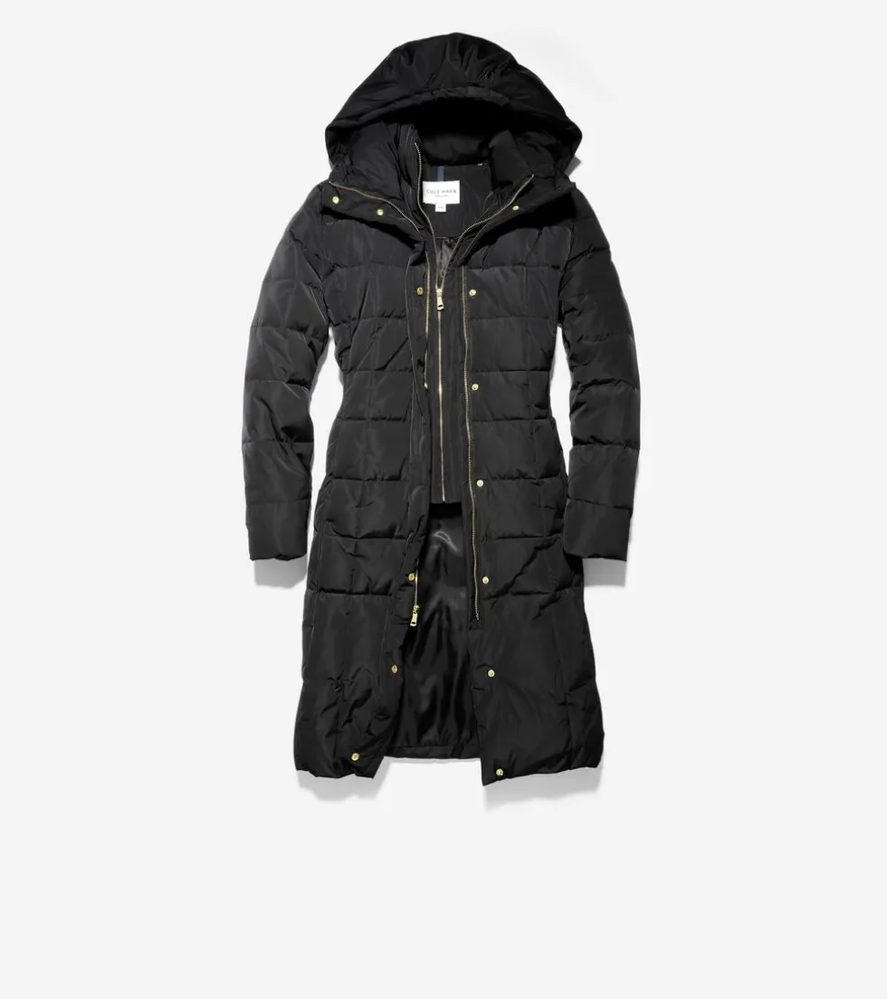 Cole Haan Outerwear|Puffer Jackets*Women's Signature 40" Taffeta Down Coat with Hood Black