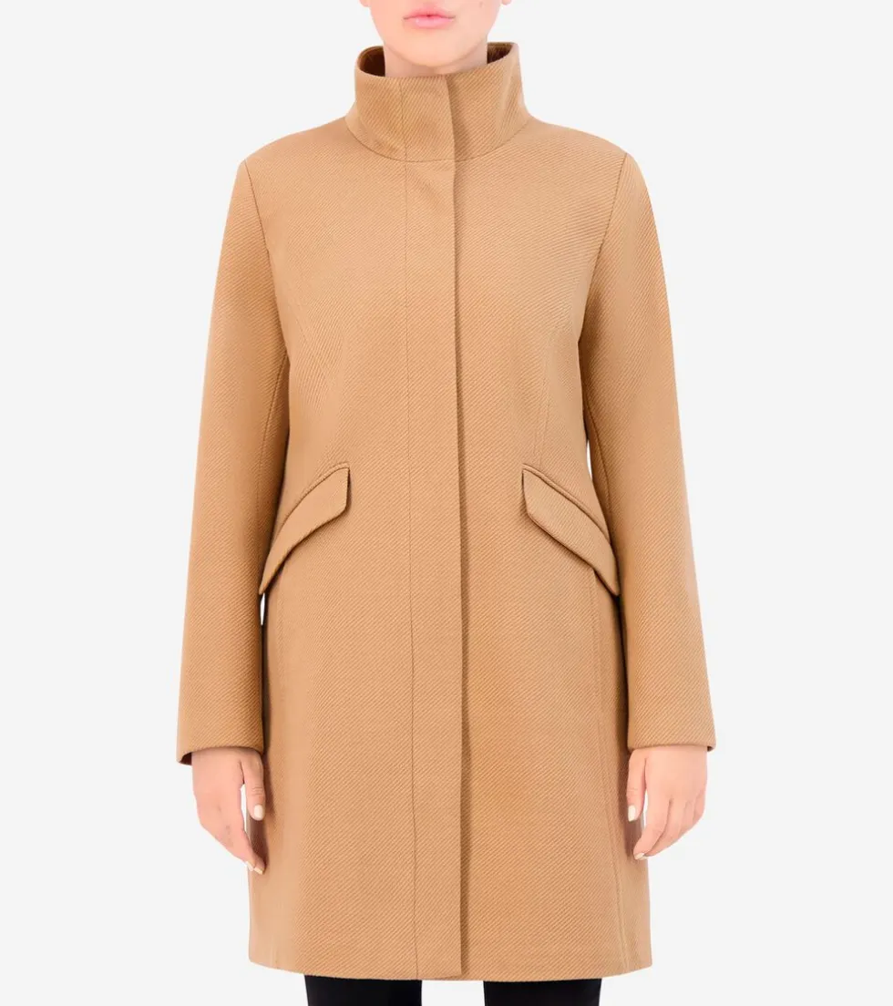 Cole Haan Trench Coats|Outerwear*Women's Soft Twill Zip-Up Coat Beige