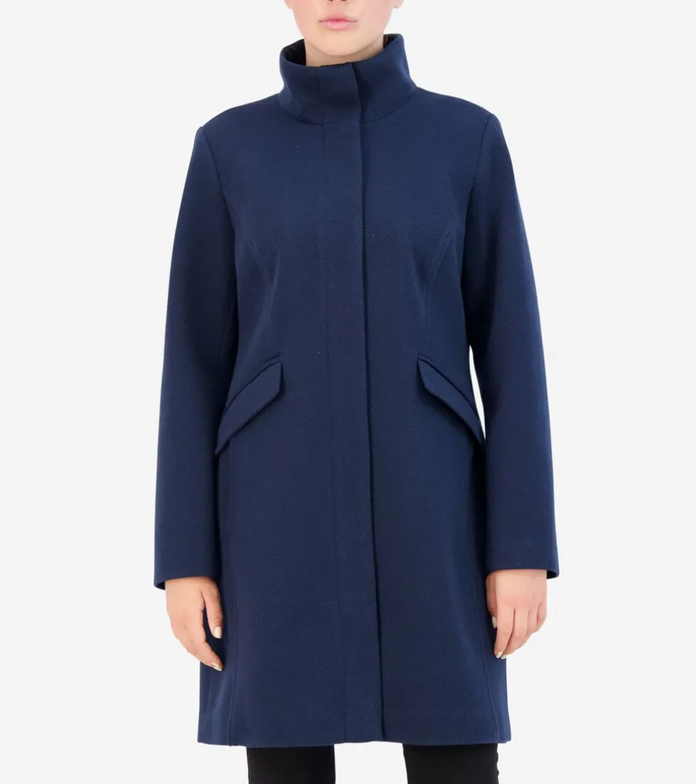 Cole Haan Trench Coats|Outerwear*Women's Soft Twill Zip-Up Coat Navy
