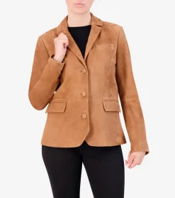 Cole Haan Leather & Suede Jackets|Outerwear*Women's Suede Blazer Hazelnut