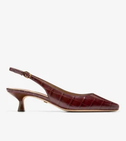 Cole Haan Dress Shoes|Heels & Pumps*Women's Tayla Kitten Heel Slingback Pumps 45MM BloodstoneCrocPrint