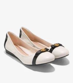 Cole Haan Flats & Ballets*Women's Tova Bow Ballet Ivory-Black