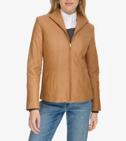Cole Haan Leather & Suede Jackets|Outerwear*Women's Wing Collar Leather Jacket Hazelnut