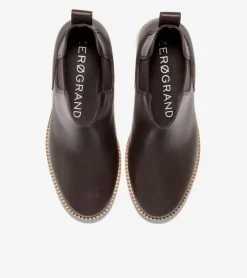 Cole Haan Boots*Women's ZERØGRAND City Wedge Waterproof Chelsea Boots Chocolate-Ivory