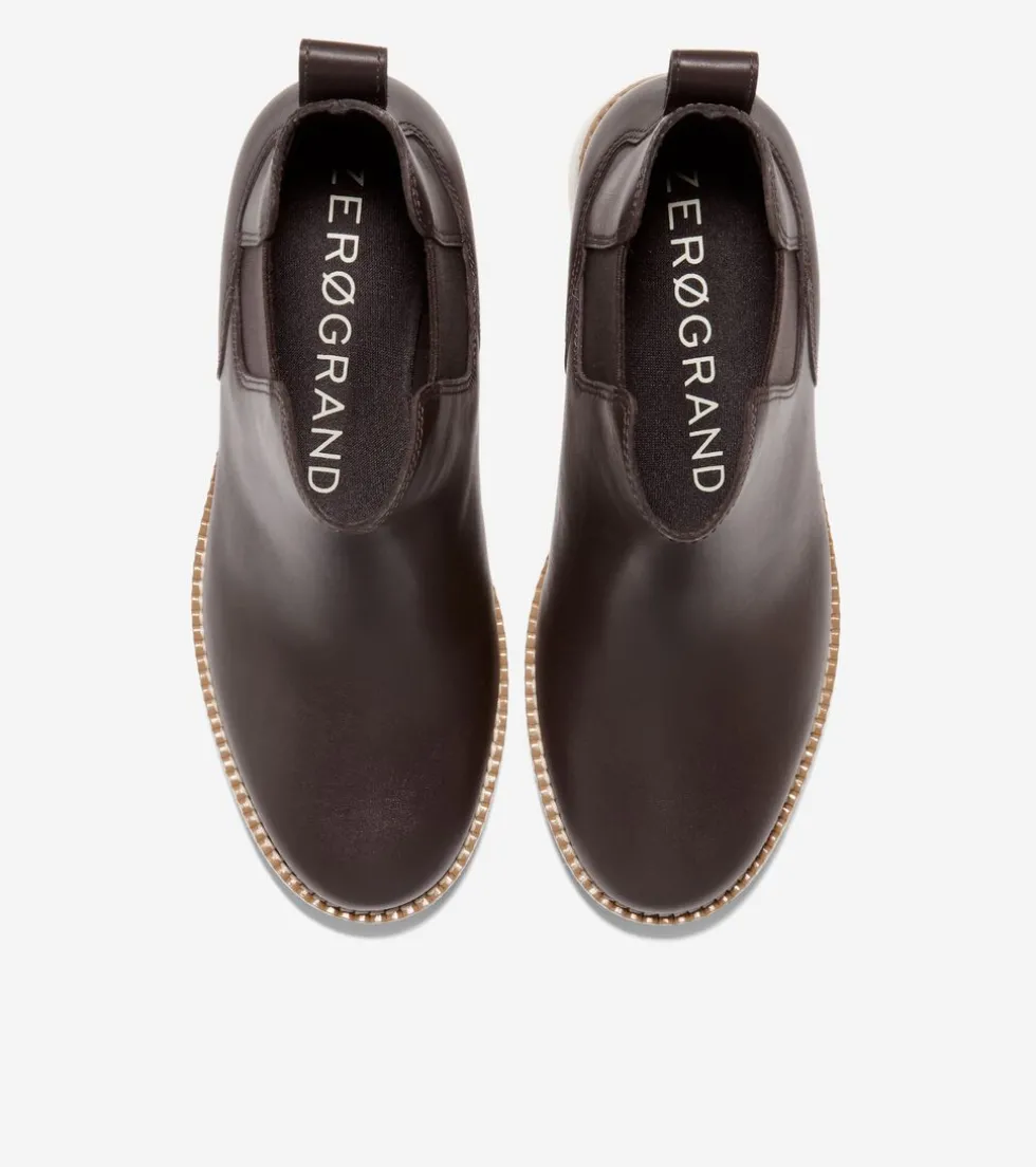 Cole Haan Boots*Women's ZERØGRAND City Wedge Waterproof Chelsea Boots Chocolate-Ivory