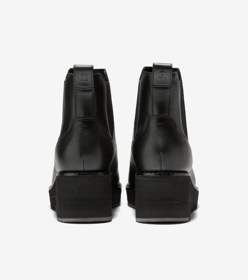 Cole Haan Boots*Women's ZERØGRAND City Wedge Waterproof Chelsea Boots Black