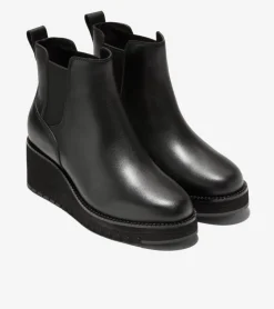 Cole Haan Boots*Women's ZERØGRAND City Wedge Waterproof Chelsea Boots Black