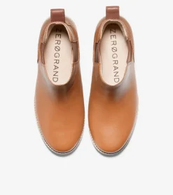 Cole Haan Boots*Women's ZER&Oslash;GRAND City Wedge Waterproof Chelsea Boots BritishTanLeather