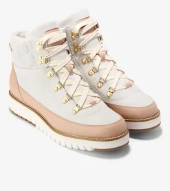 Cole Haan Boots*Women's ZER&Oslash;GRAND Waterproof Elissa Hiker Boots Ivory-Natural