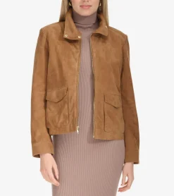 Cole Haan Leather & Suede Jackets|Outerwear*Women's Zip-Front Suede Jacket Hazelnut